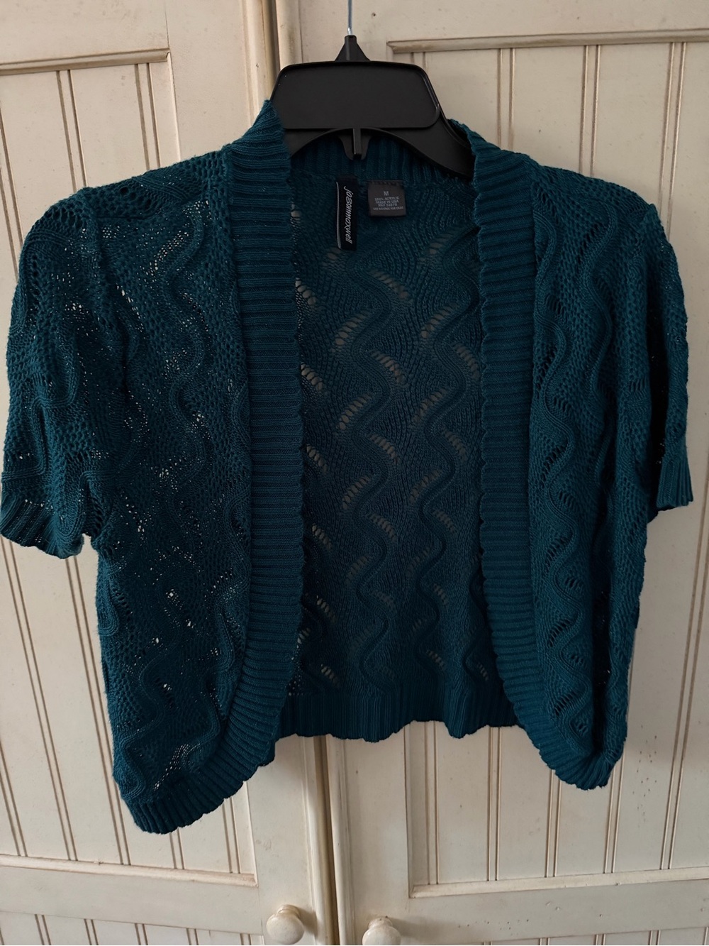 Teal Open-Front Short Sleeve Knit Cardigan shrug Sweater